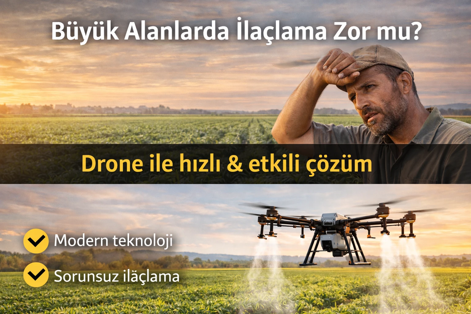 Büyük alanlarda drone ile ilaçlama