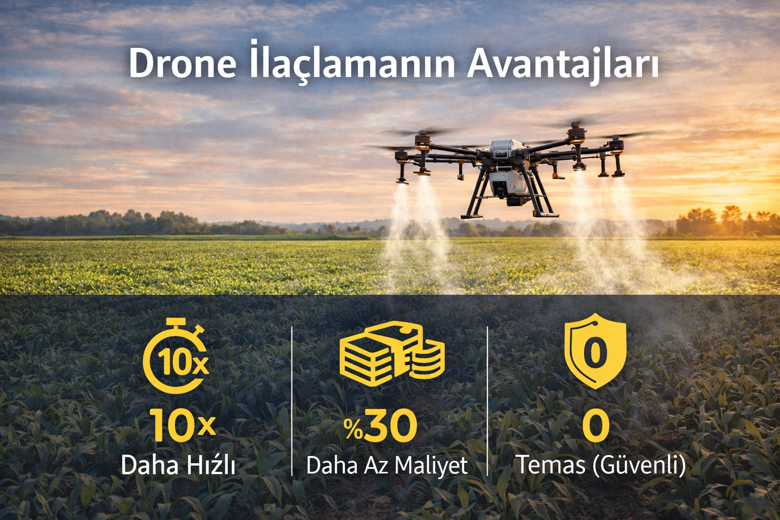 Büyük çiftliklerde drone ilaçlamanın 7 avantajı